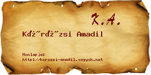 Körözsi Amadil névjegykártya